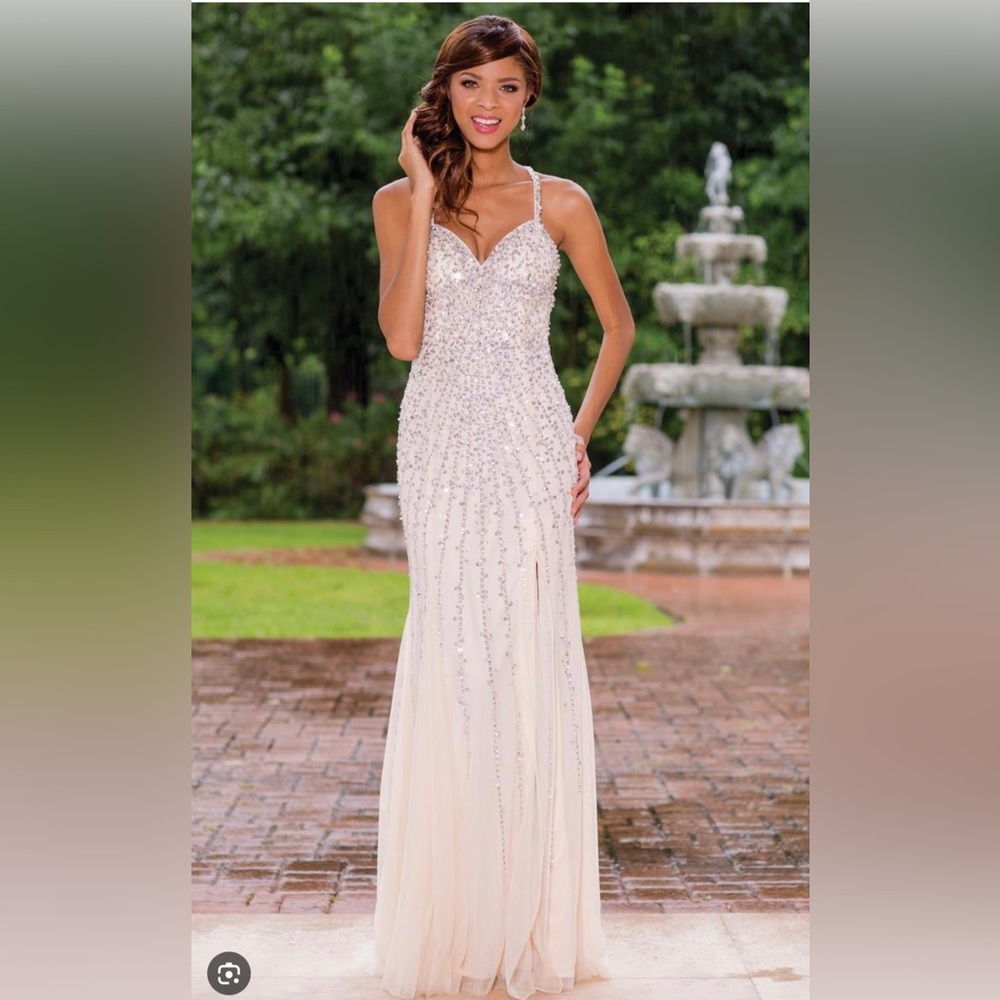 Sean Collection beige, beaded dress SIZE 4